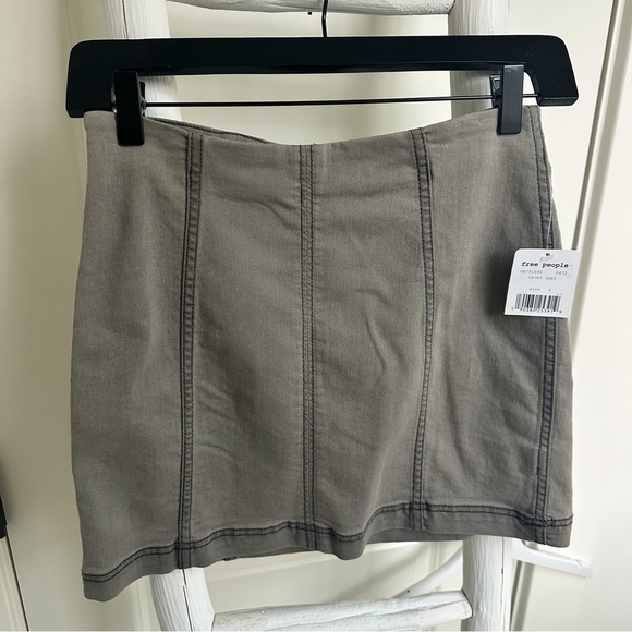 Free People Dresses & Skirts - NWT Free People Skirt Women Modern Femme Cadet Grey Denim Mini Stretch Zip SZ 4